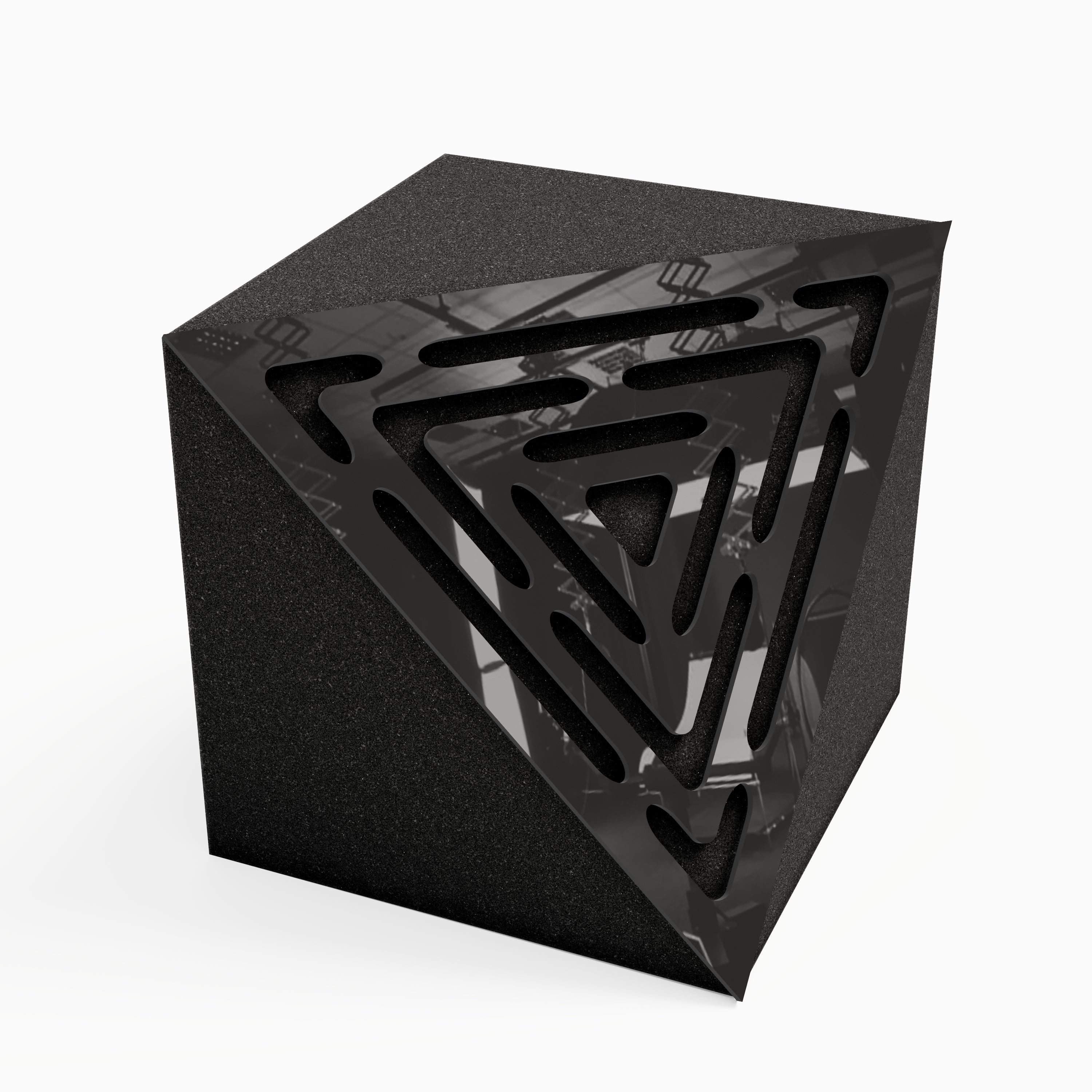 Lot de 2 Pièges à basses d'angle cubiques TRICUB WAVE acoustiques insonorisants - Plastique perforé et mousse acoustique - Noir brilliant - 3