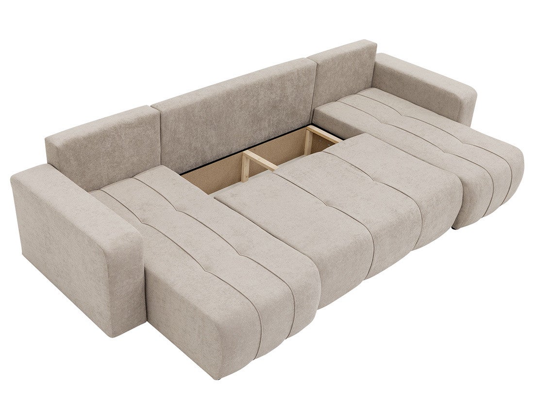 Canapé panoramique 7 places En U en Tissu Taupe - NICOLE - Best Mobilier - 4