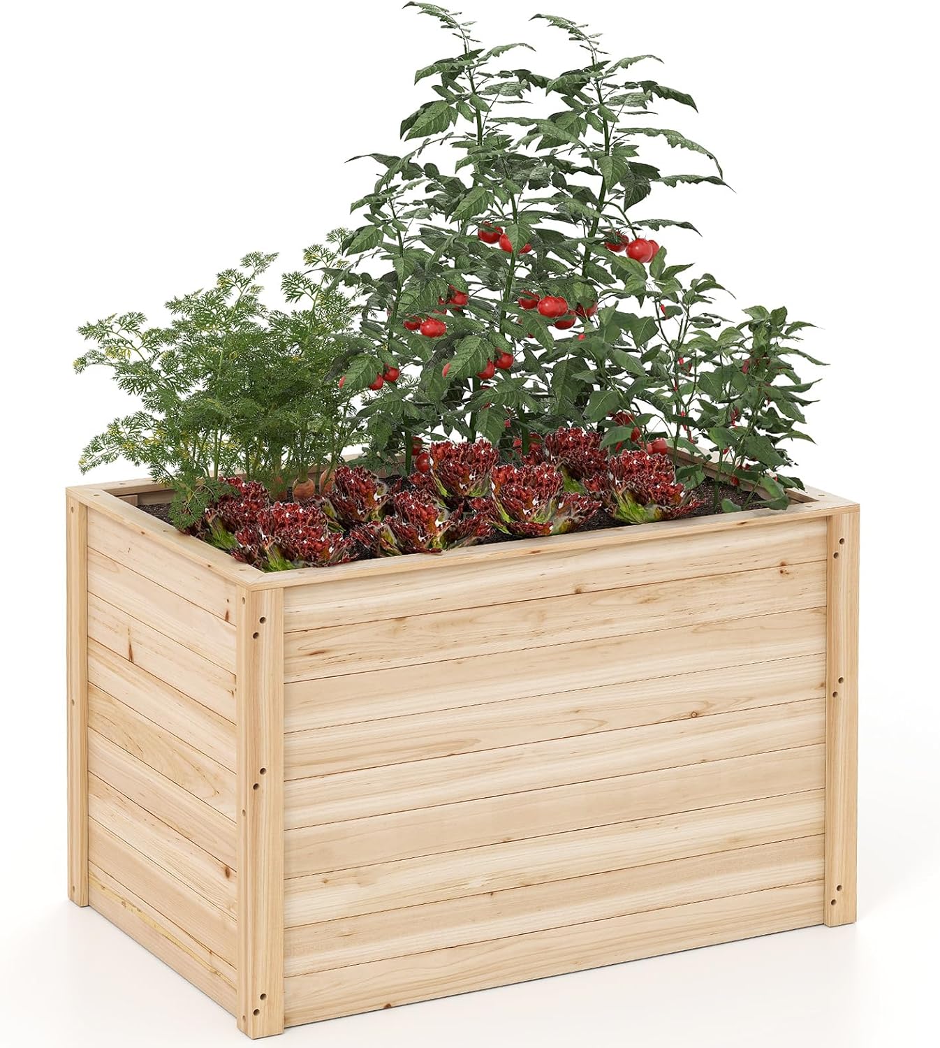 Podwyższone Łóżko Ogrodowe 0,36 m³ z Drewna Jodłowego, Duża Skrzynka Ogrodowa z Otwartą Podstawą dla Kwiatów, dla Ogrodu i Patio, 101x64x65,5cm