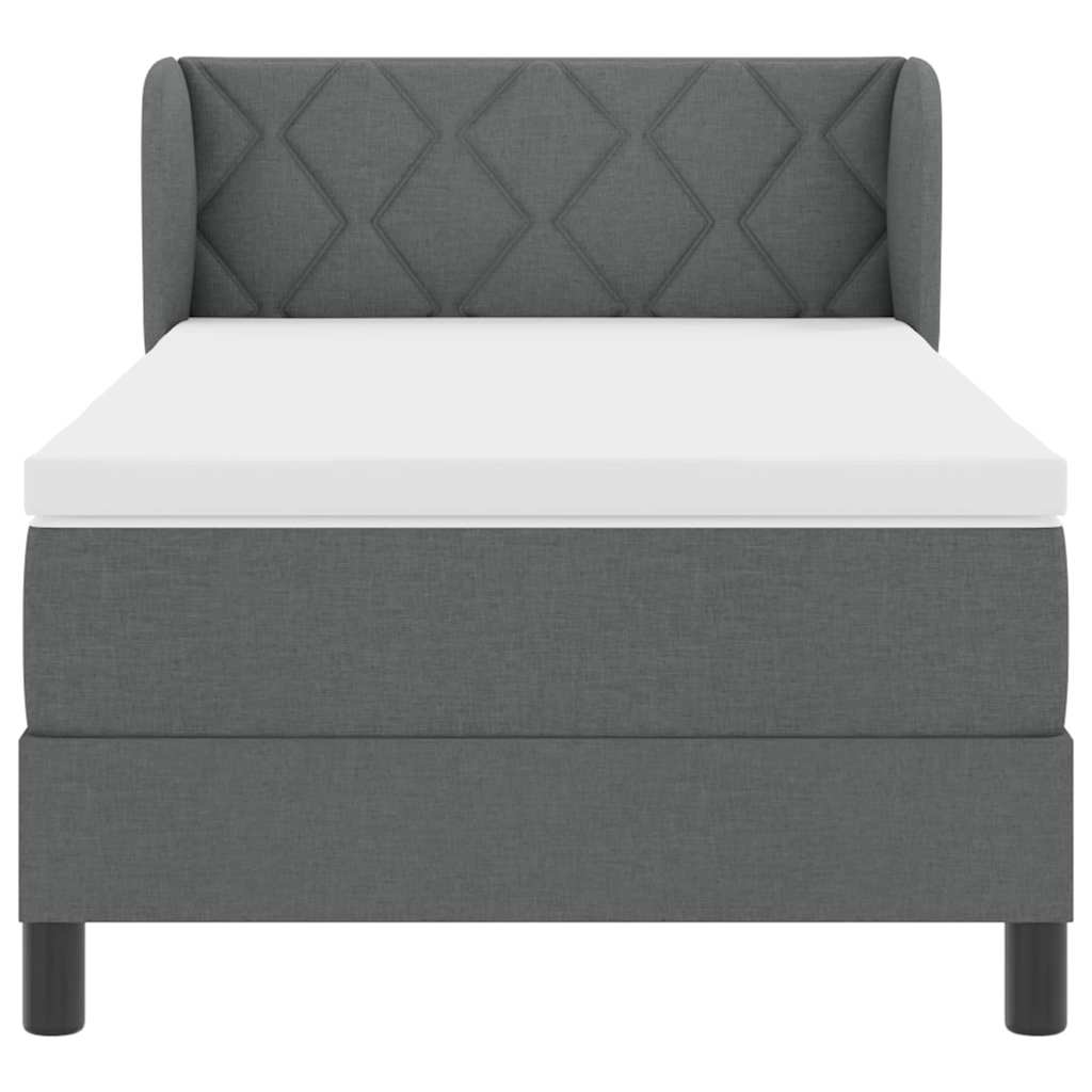Cadre de lit avec matelas Gris foncé 90 x 200 cm tissu - 8