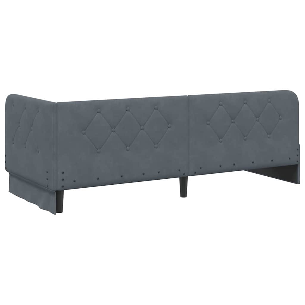 Cadre de lit d'angle en velours gris foncé pour la chambre, 80 × 200 cm - 9