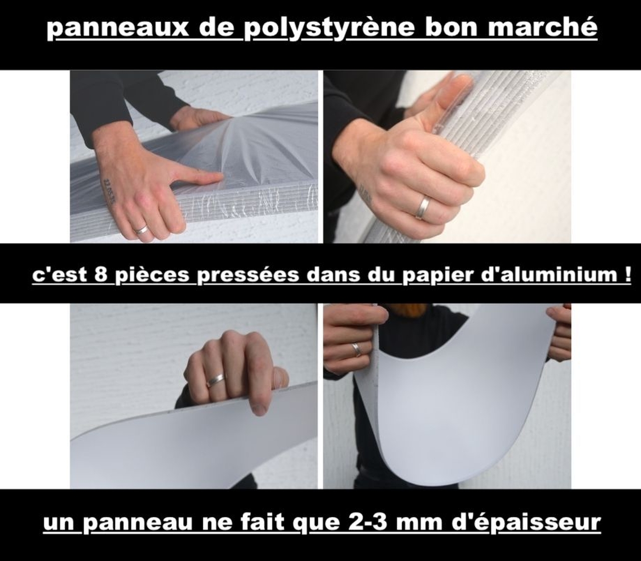 4m²-8pcs / Panneaux de Plafond Panneaux Muraux UNI Blanc & Noir - Revêtement Mur & Plafond Polystyrène STYROPOR-ARTIG 0814XL BLANC - 3