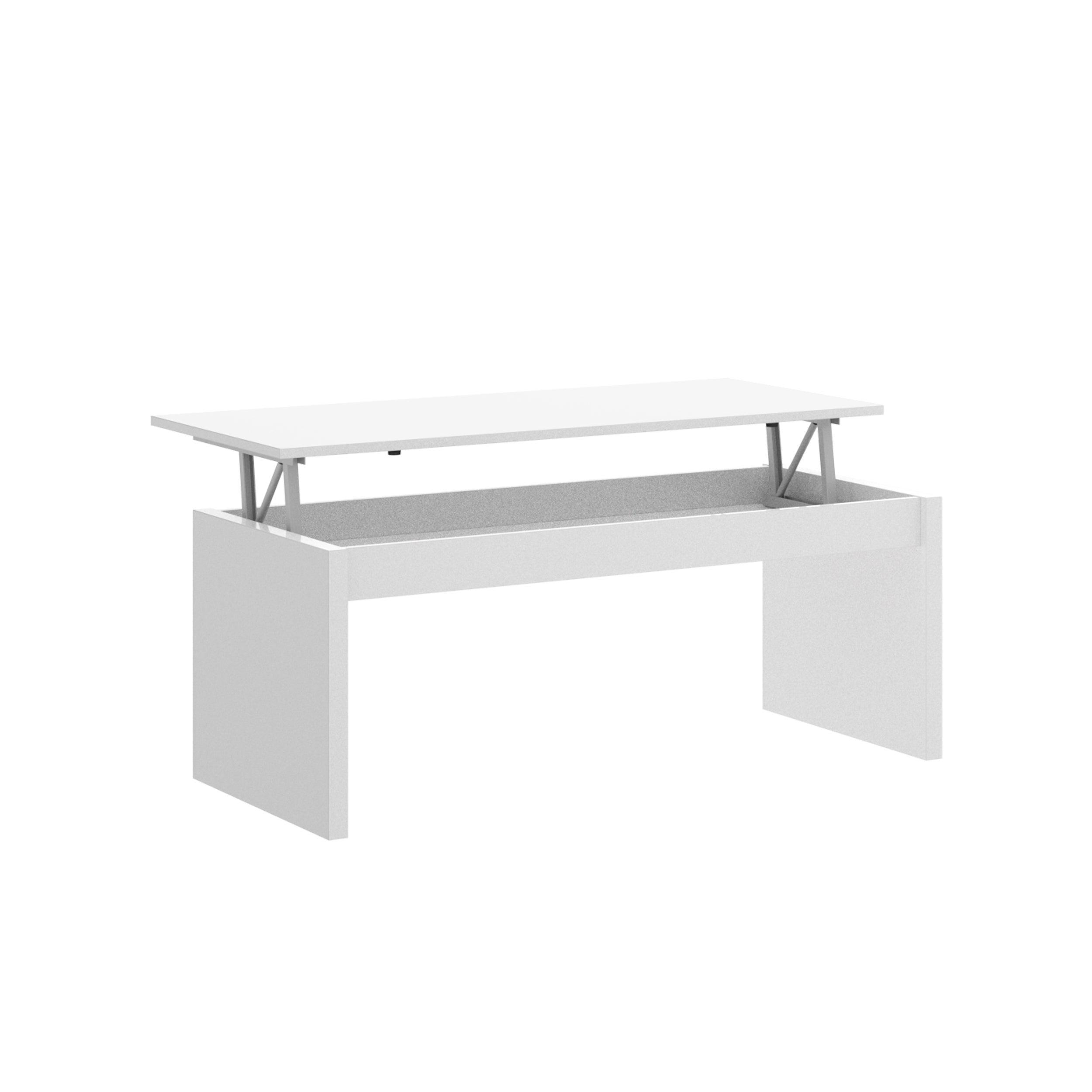 Table basse BASTIAN - Plateau relevable - Coloris blanc - 8