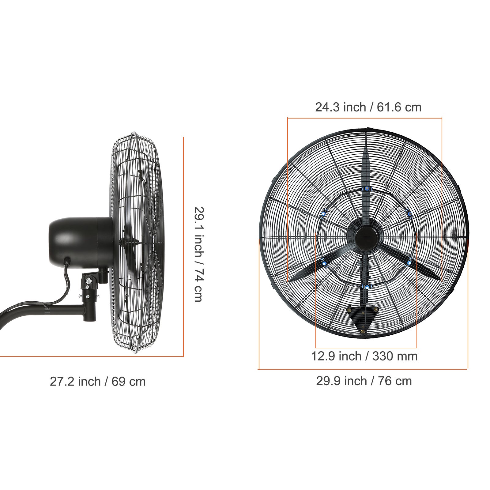 Ventilador Nebulizador de Parede SucceBuy 61,6 cm, Industrial Oscilante 3 Velocidades 7000CFM Resistente a Salpicos para Estufa Oficina Exterior - 2