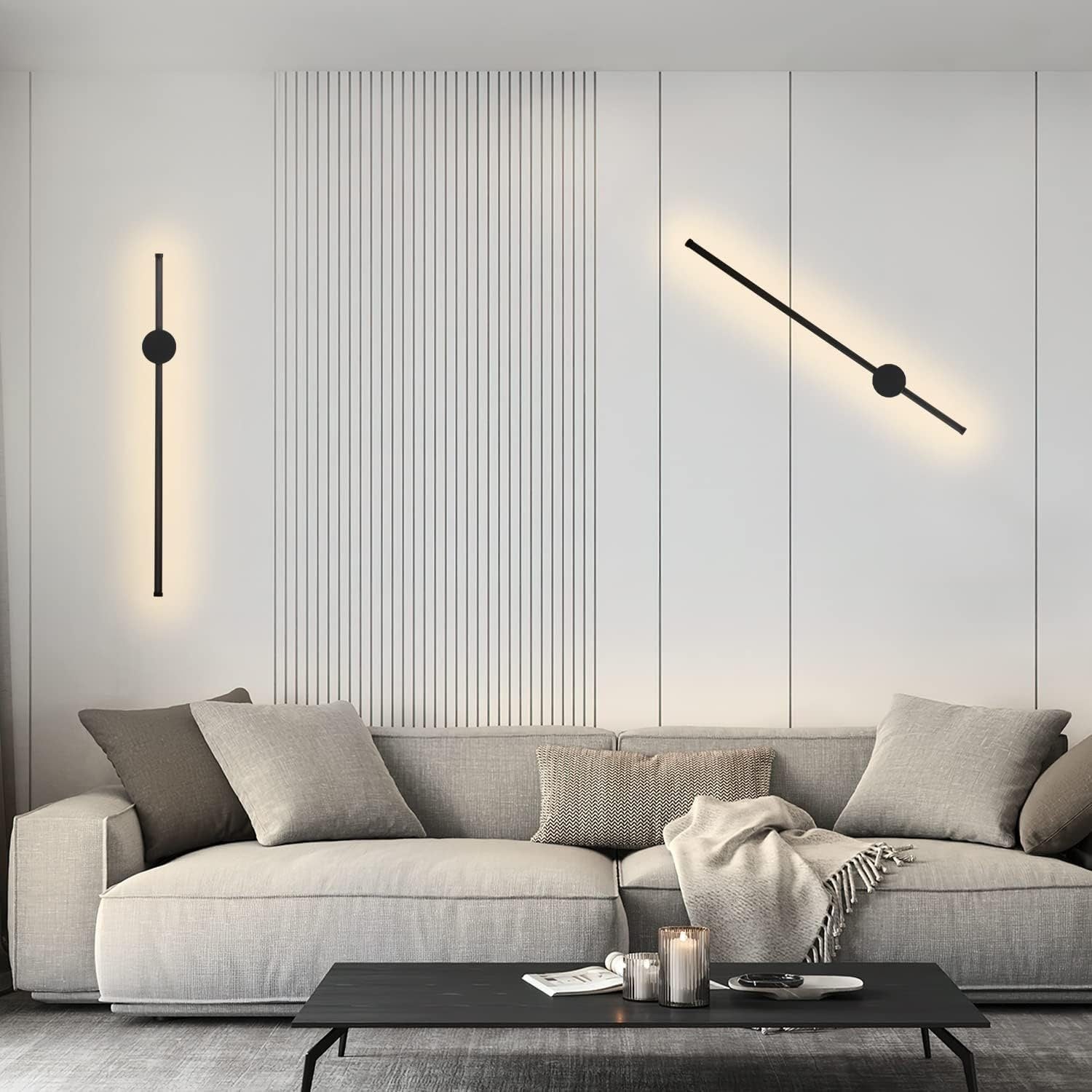 2 Applique murale LED noire à l'intérieur 60CM 3000K indirecte moderne Éclairage mural orientable à 90° - 5