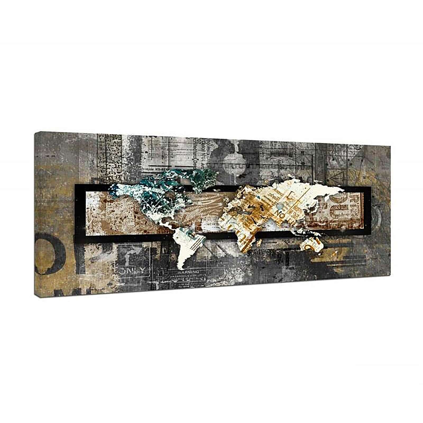 Tableau carte vintage du monde - 100 x 50 cm - 2