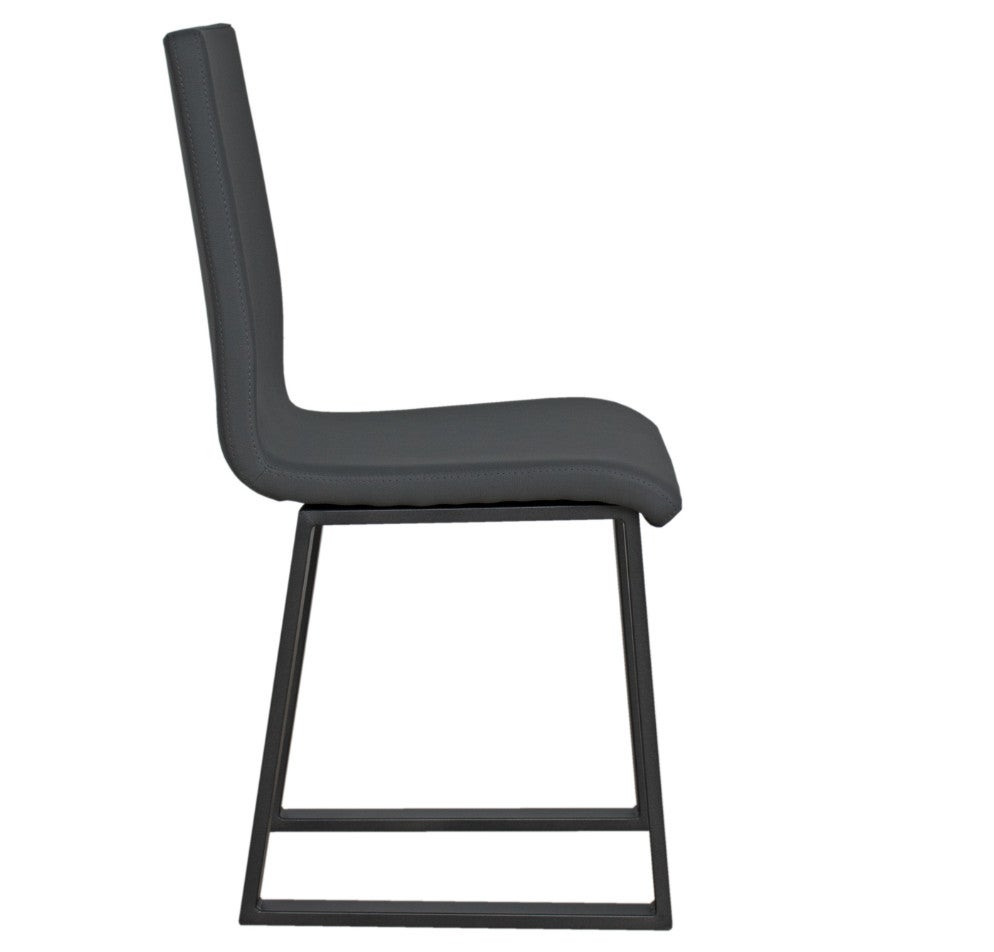 Silla moderna tiroz de piel sintética y patas de metal antracita-color gris antracita