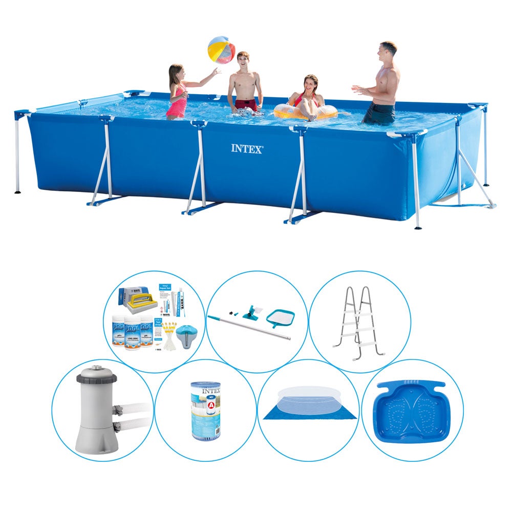 Intex Frame Pool Rectangulaire 450x220x84 cm - 8 pièces - Bundle de ...