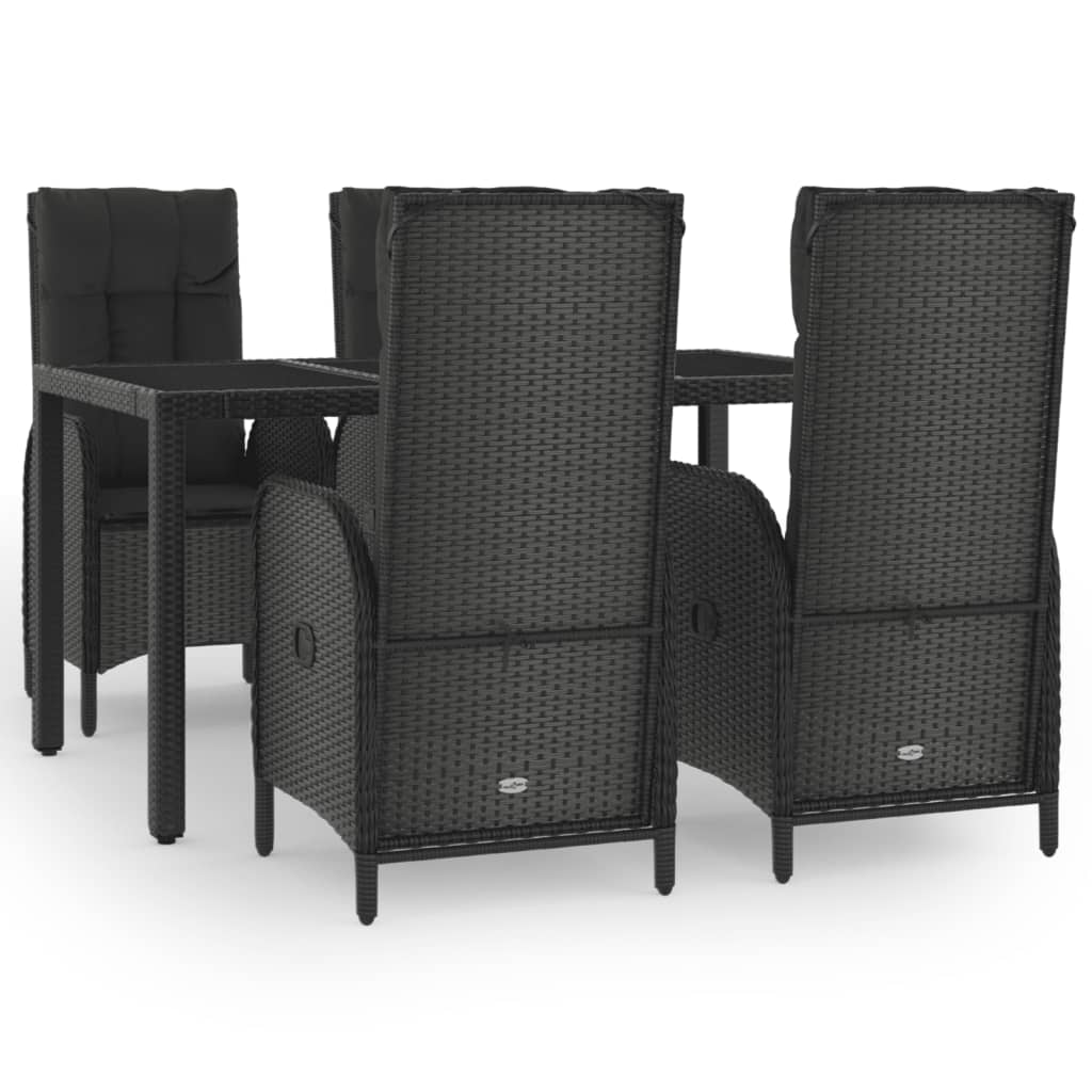 Maison Exclusive - Set da Pranzo da Giardino 5 pz Nero con Cuscini in Polyrattan - 2