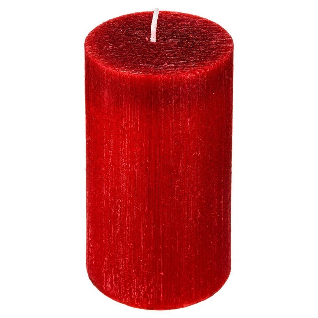 Bougie cylindre pailletée 7x12cm rouge - Atmosphera Créateur d'intérieur