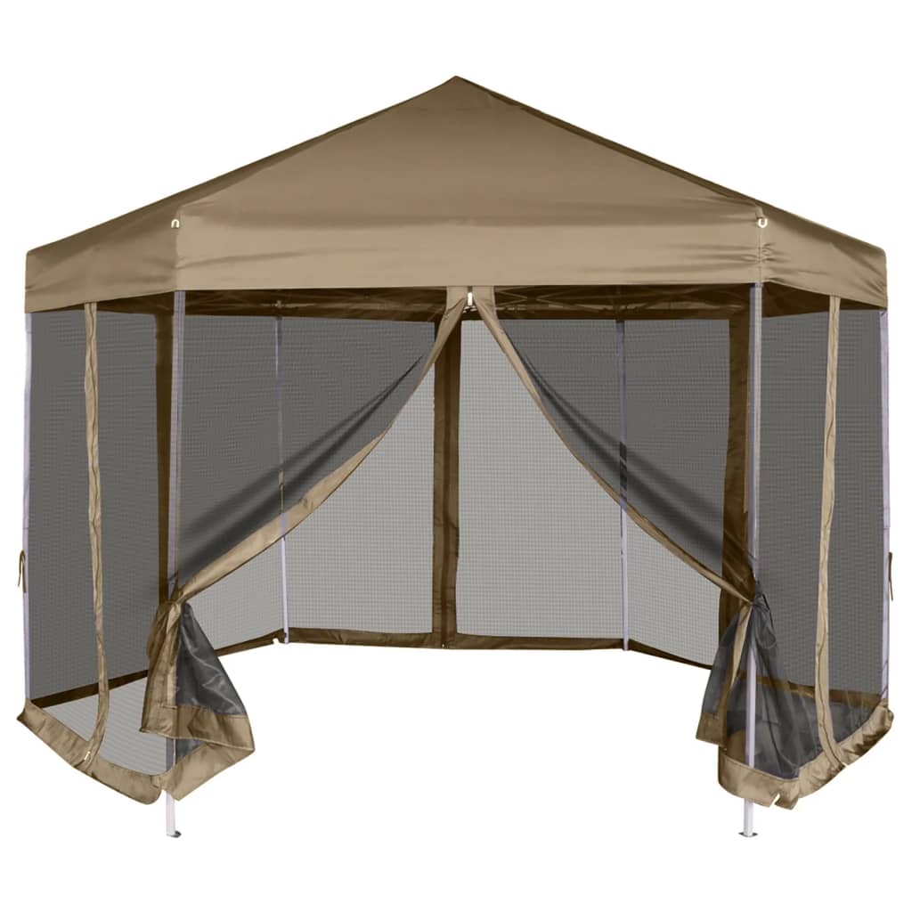 VidaXL Chapiteau hexagonal et parois latérales 3,6x3,1 m taupe 220g/m² — free download