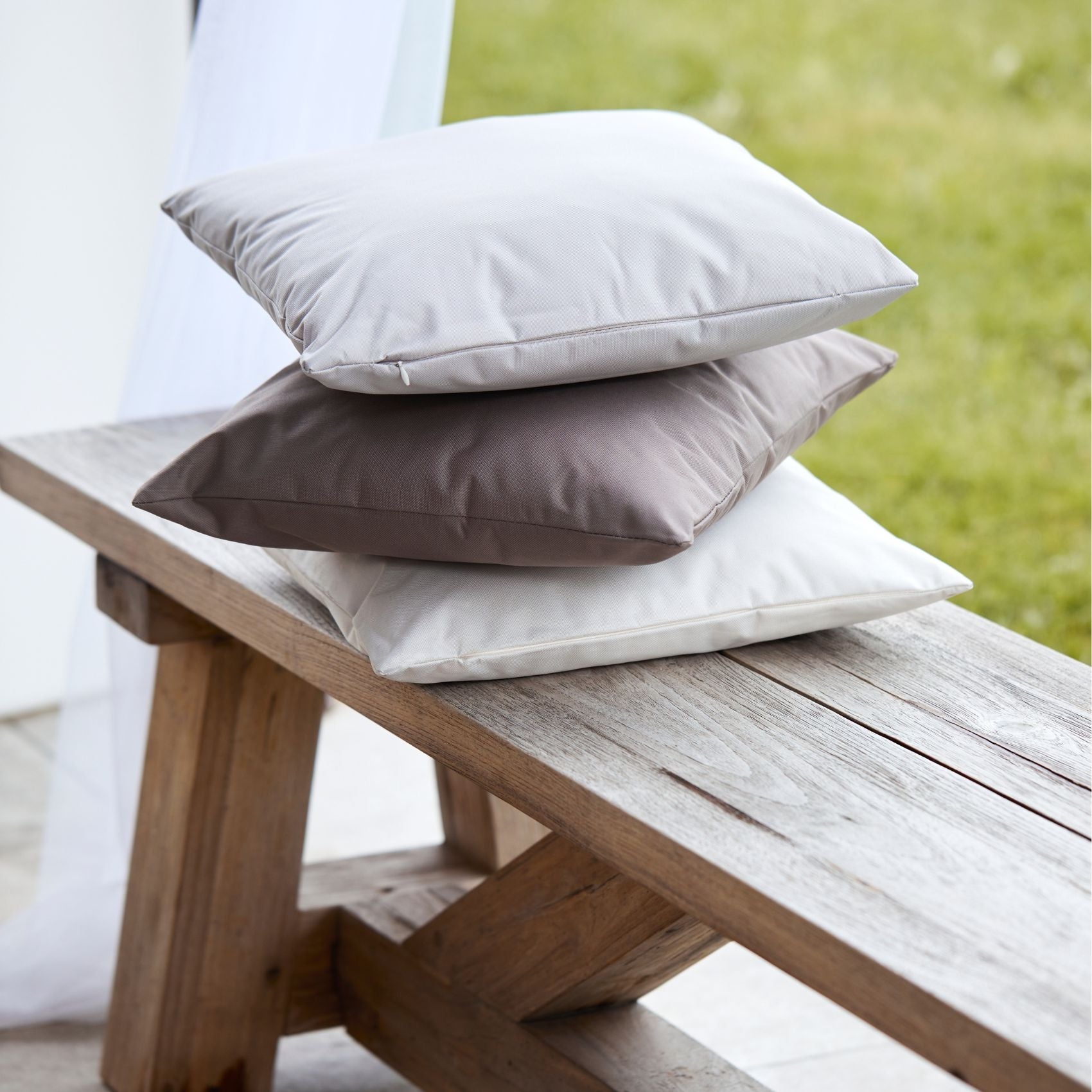 Housses Coussin Extérieur Imperméables – Lot De 4 Taies 45x45 Cm – Velours Résistant, Motif Arbre Beige – Pour Terrasse, Jardin, Salon - 4