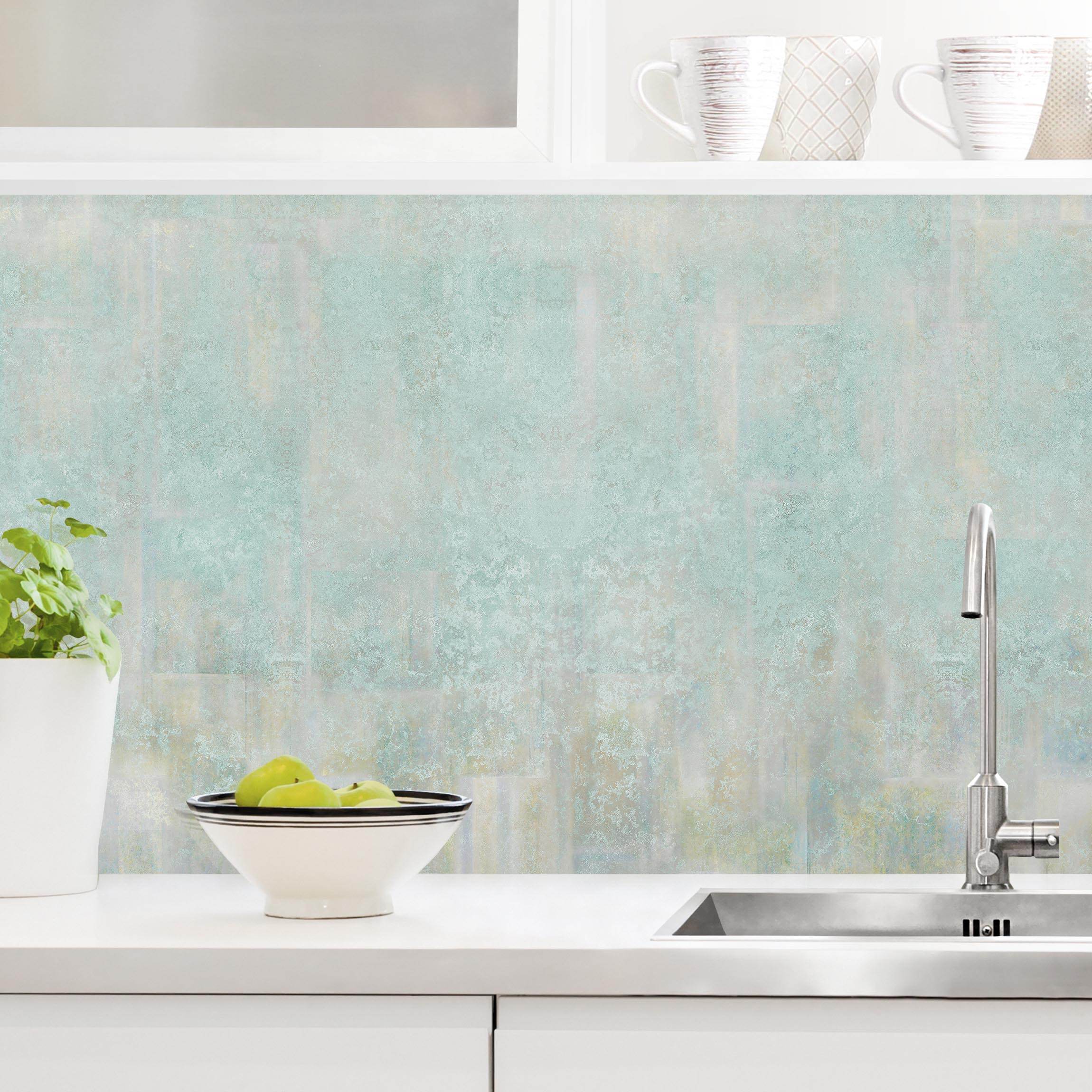 Salpicadero cocina adhesivo - rustic concrete pattern mint 100 x 60 cm