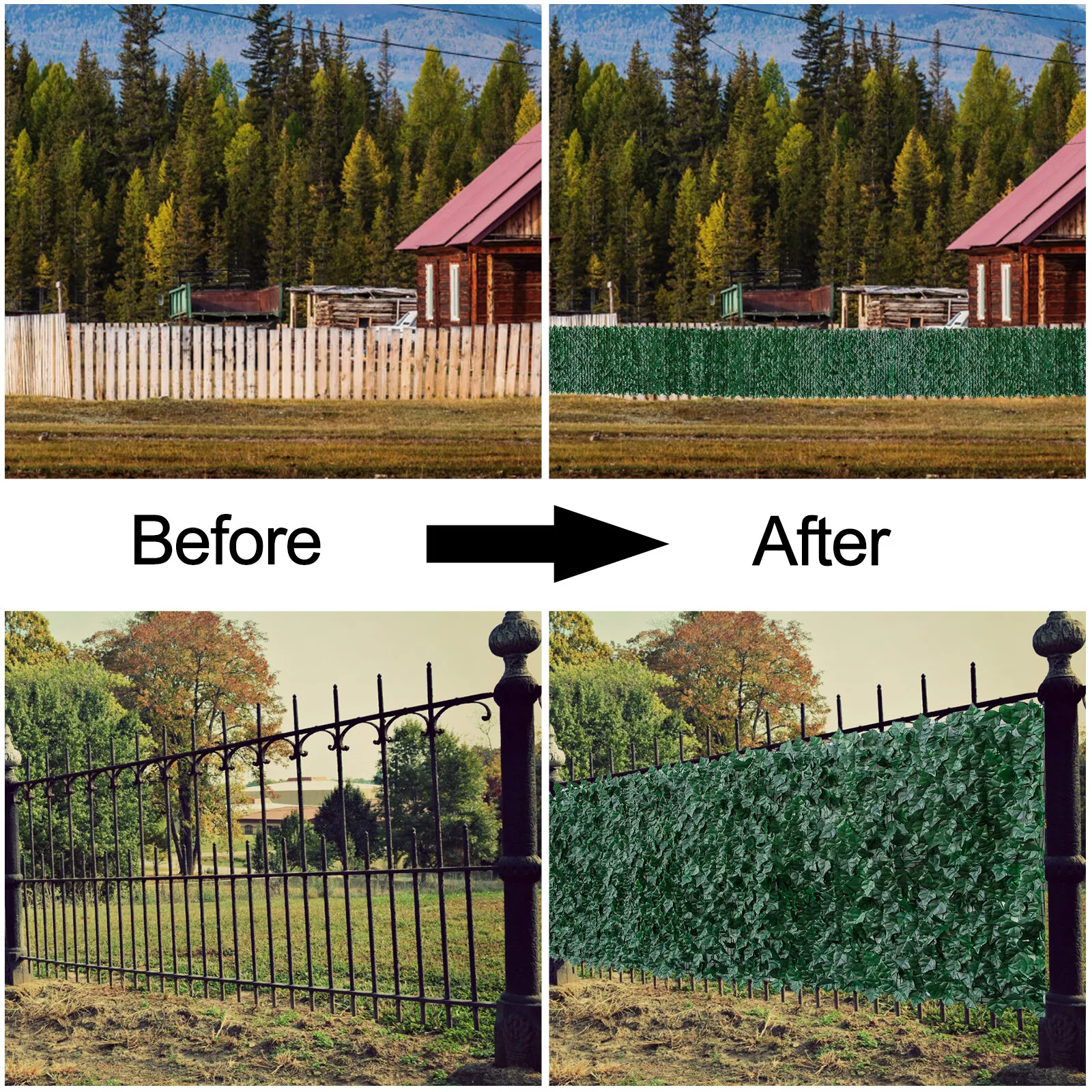 Écran d'Intimité en Lierre Artificiel pour Clôture, Haie Artificielle 100cm x 300cm, Panneaux de Haie Faux, Décoration de Jardin Extérieur - 7