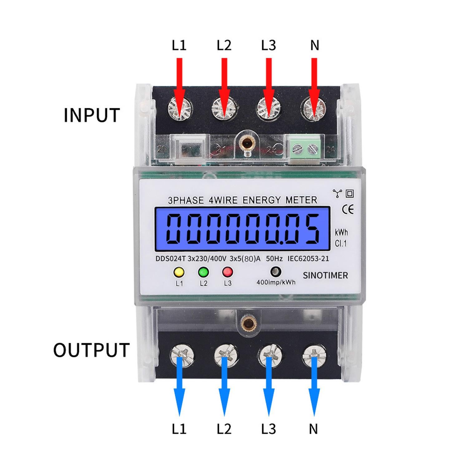 DDS024 Amperímetro AC monofásico 5-100A 380V 50Hz com visor LCD, caixa transparente - 5