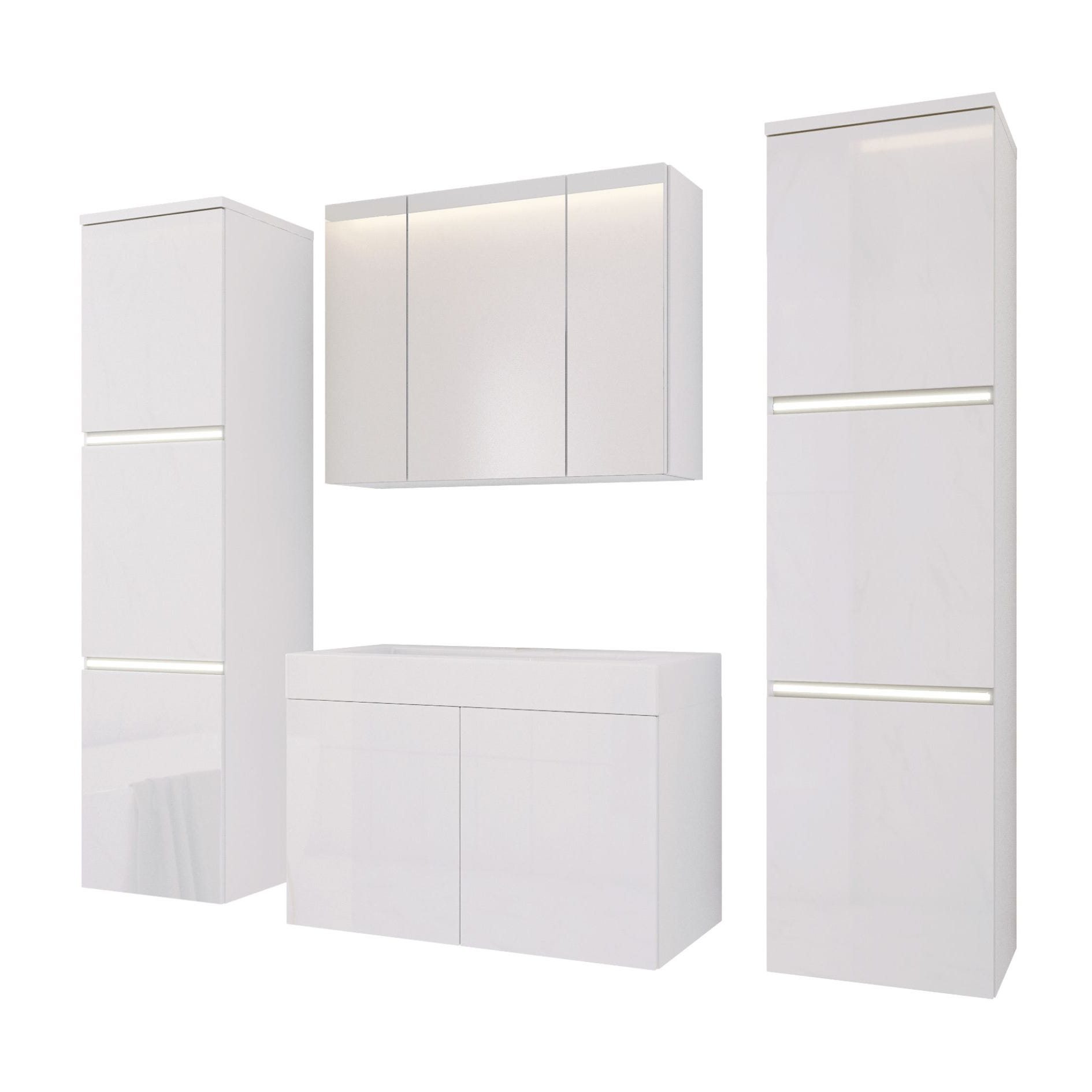 Set Bagno 4 Pezzi In Ceramica Bianca: H&H Portasapone, Bicchiere E Portaspazzolino Quadrati