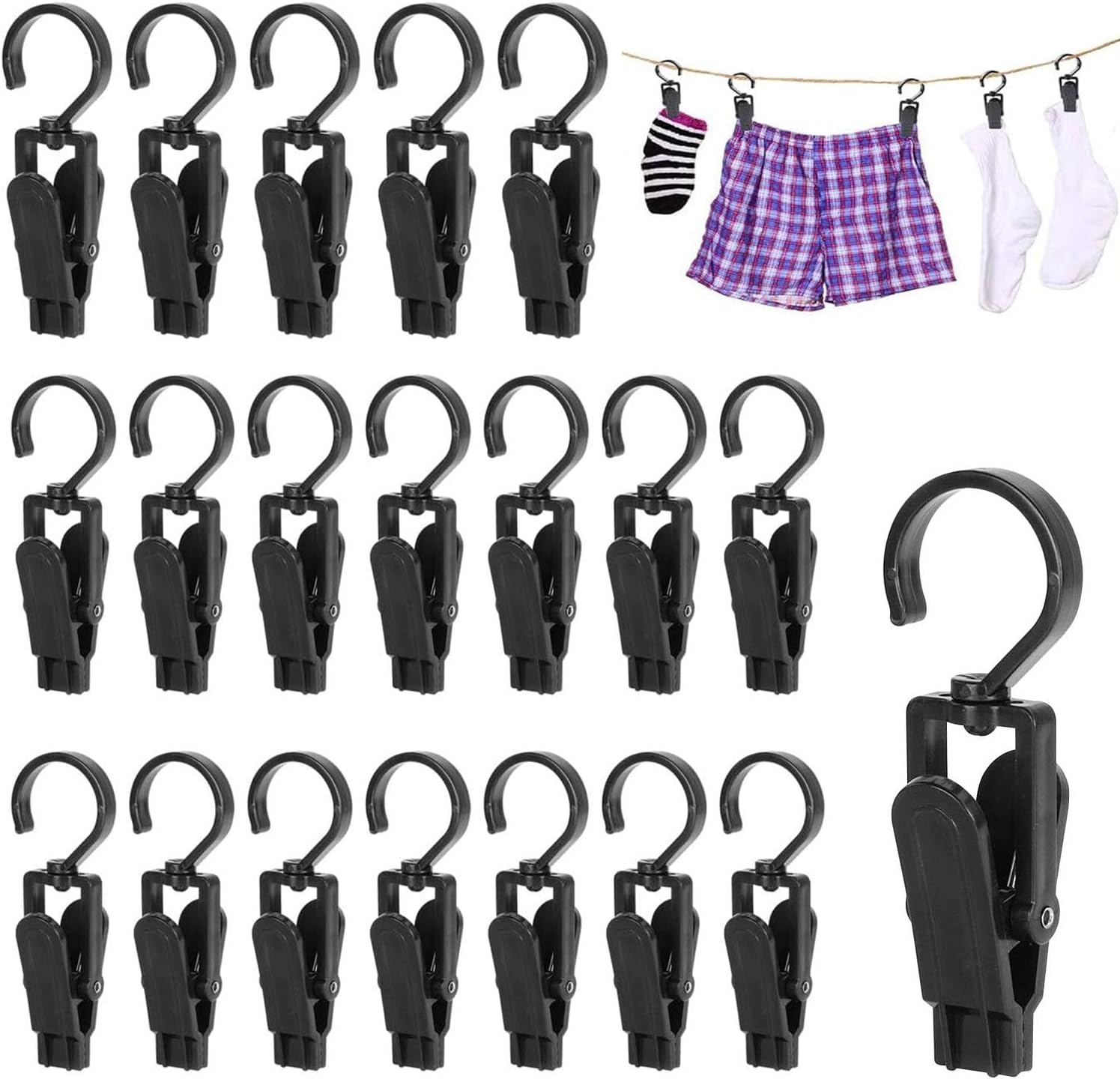 21Pcs Kit de Crochets de Câble Métallique, Crochets et Tendeurs de