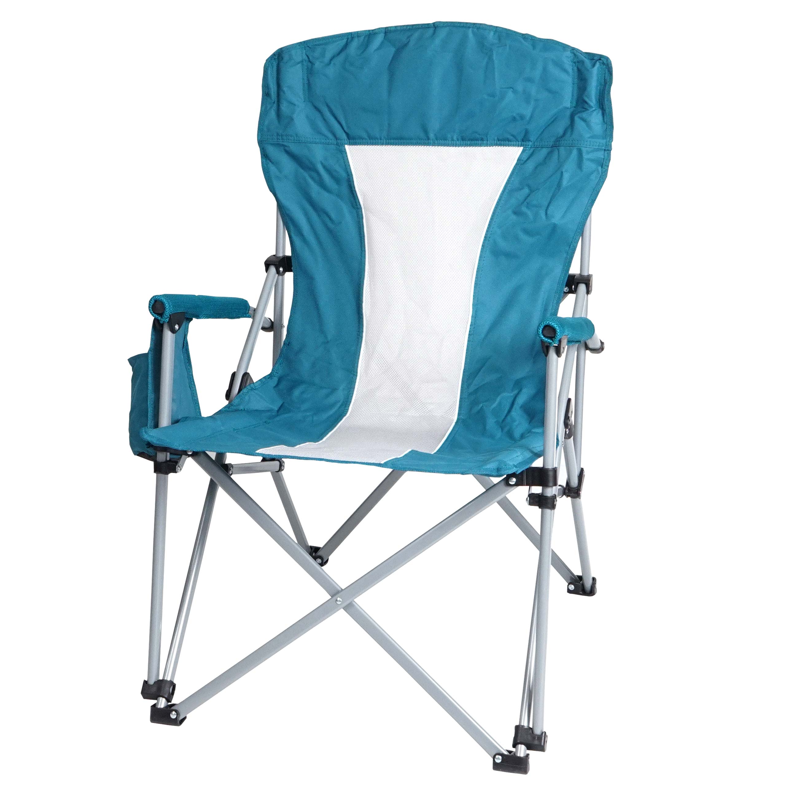 Chaise De Camping Pliable Moon - Porte-gobelet Intégré - Sac Refroidisseur Inclus - Acier, Noir - Neuf