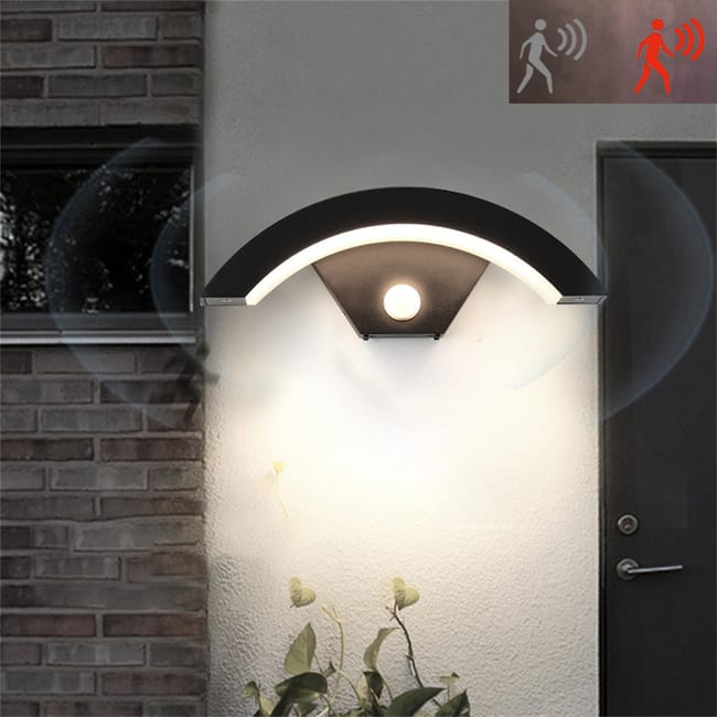 Nowoczesna lampa ścienna LED 24 W z czujnikiem ruchu, aluminiowa lampa ścienna, wodoodporna IP65, chłodne białe światło 6000 K