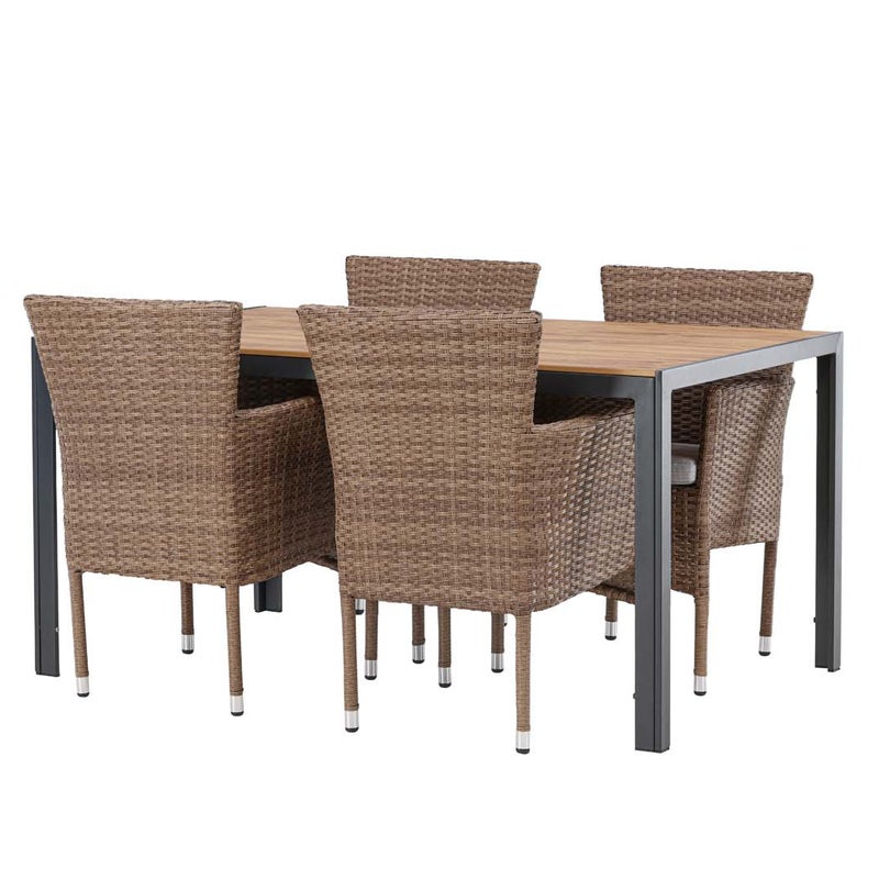 Break zestaw ogrodowy stół 90x150cm naturalny, 4 krzesła Malina naturalny.