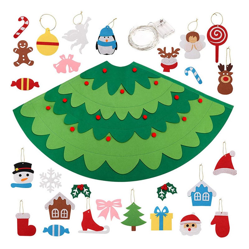 Sapin De Noël En Feutre – 100 Cm – 32 Ornements Amovibles – DIY – Décoration Murale – Dès 3 Ans
