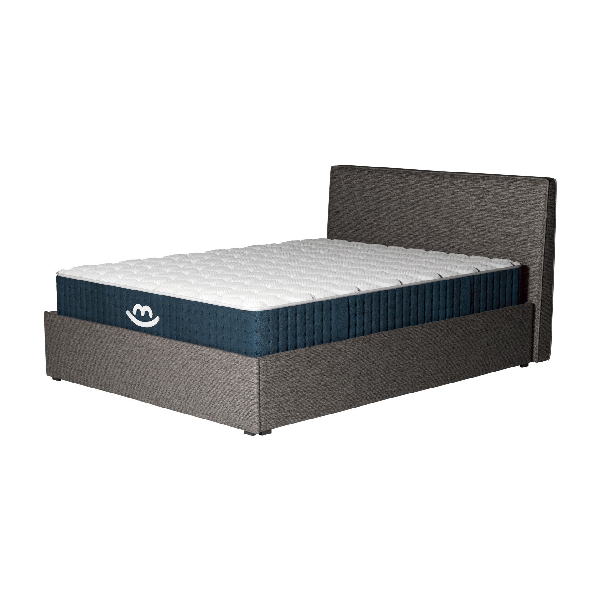Pack lit coffre anthracite et matelas hybride 180x200 épais 26cm - Emma ...