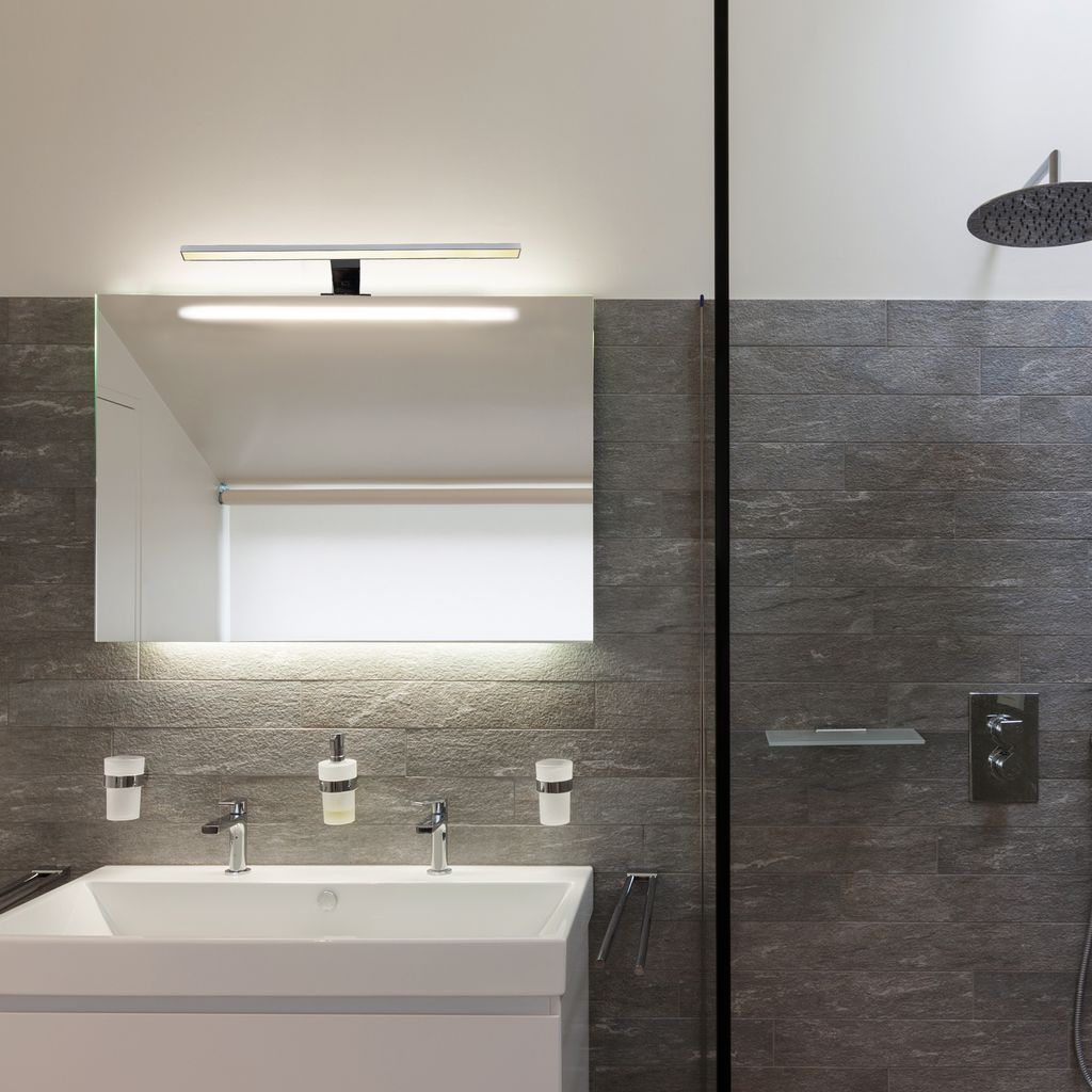 Applique LED salle de bain - chrome - 8W 780lm - 4000K - IP44 - fixation murale et pince miroir - B.K.Licht - 4