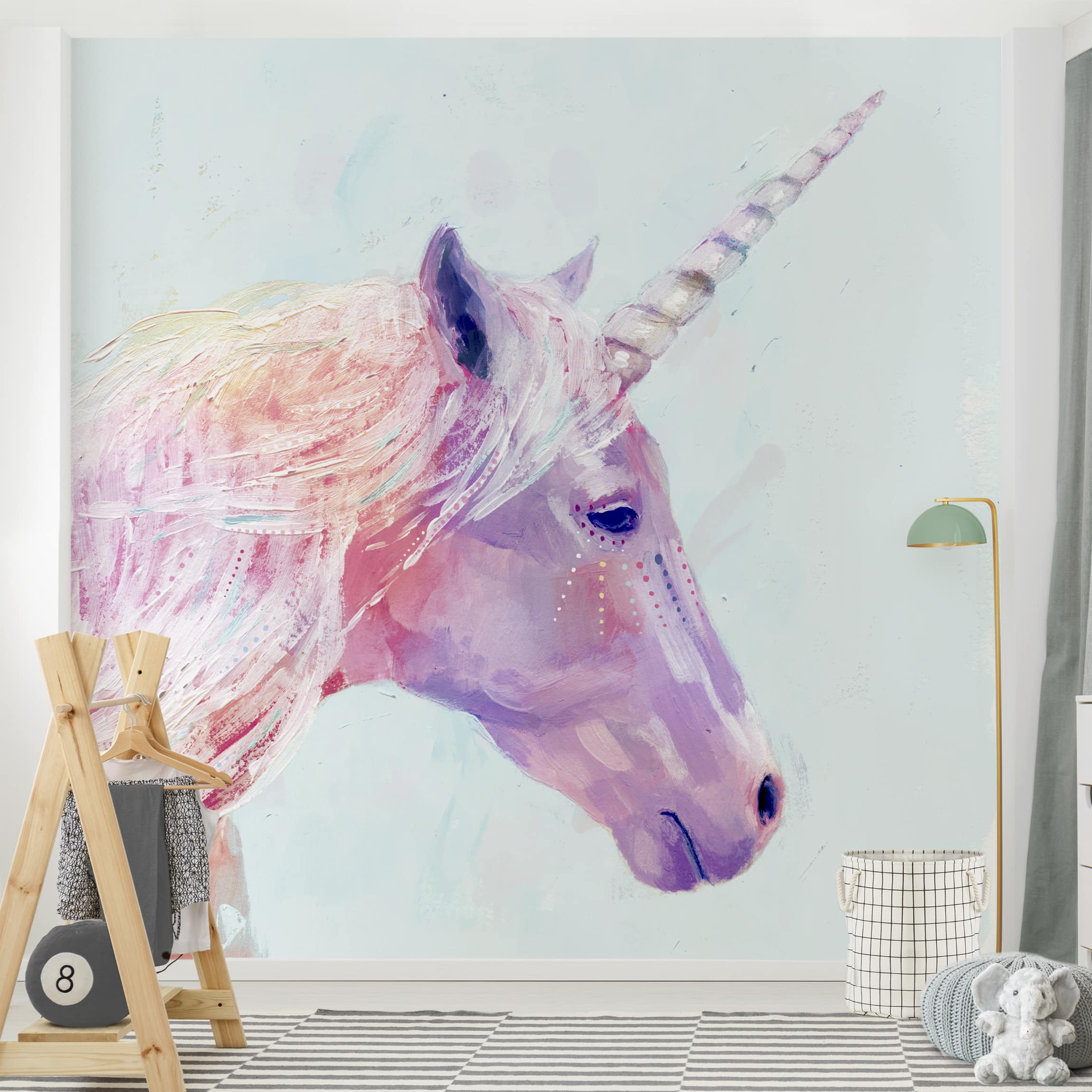 Papel pintado fotomural arte animales unicornio 166 - habitación infantil habitación niña - tnt 192 x 192 cm adhesivo
