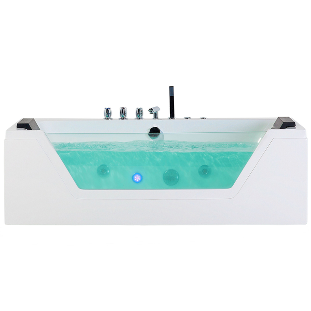 Baignoire d'angle à remous avec LED SAMANA 162 x 76 cm Blanc
