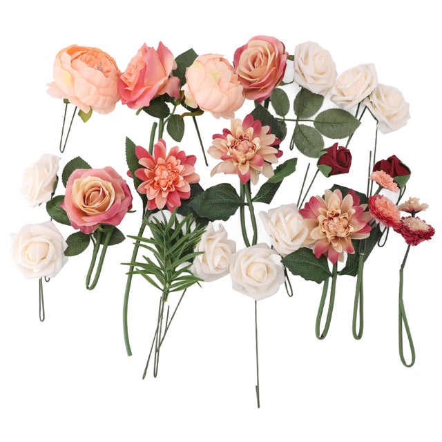 50 Roses Artificielles Estanofur - Mousse Réaliste, Tige Ajustable, Rouge, 8cm