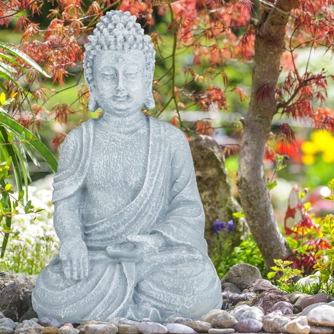 Statua Buddha Seduto In Pietra Per Giardino, Interno Ed Esterno, Regalo Di Lusso - Foto 2