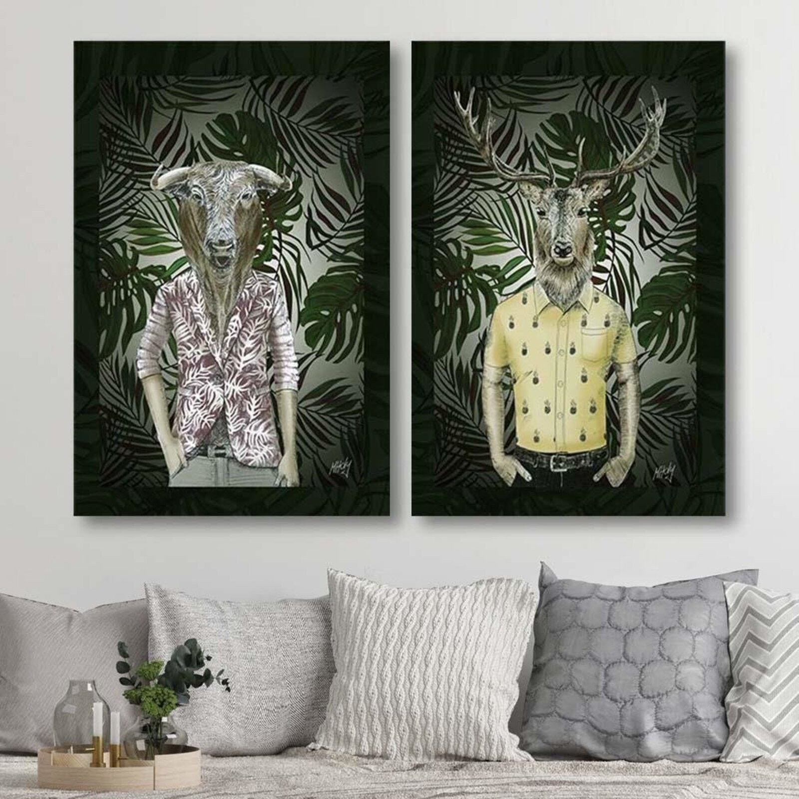 Tableau bois un homme à tête de cerf - 40 x 60 cm - 4