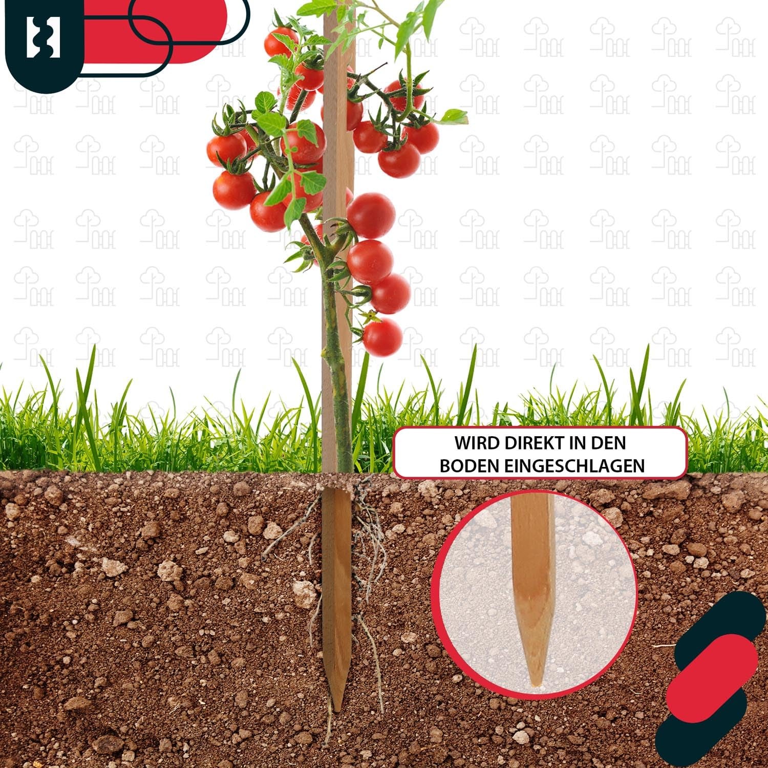 Tuteurs à tomates en bois KOTARBAU® pour potagers, tuteurs pour arbres et arbustes 40 cm, lot de 15 - 7