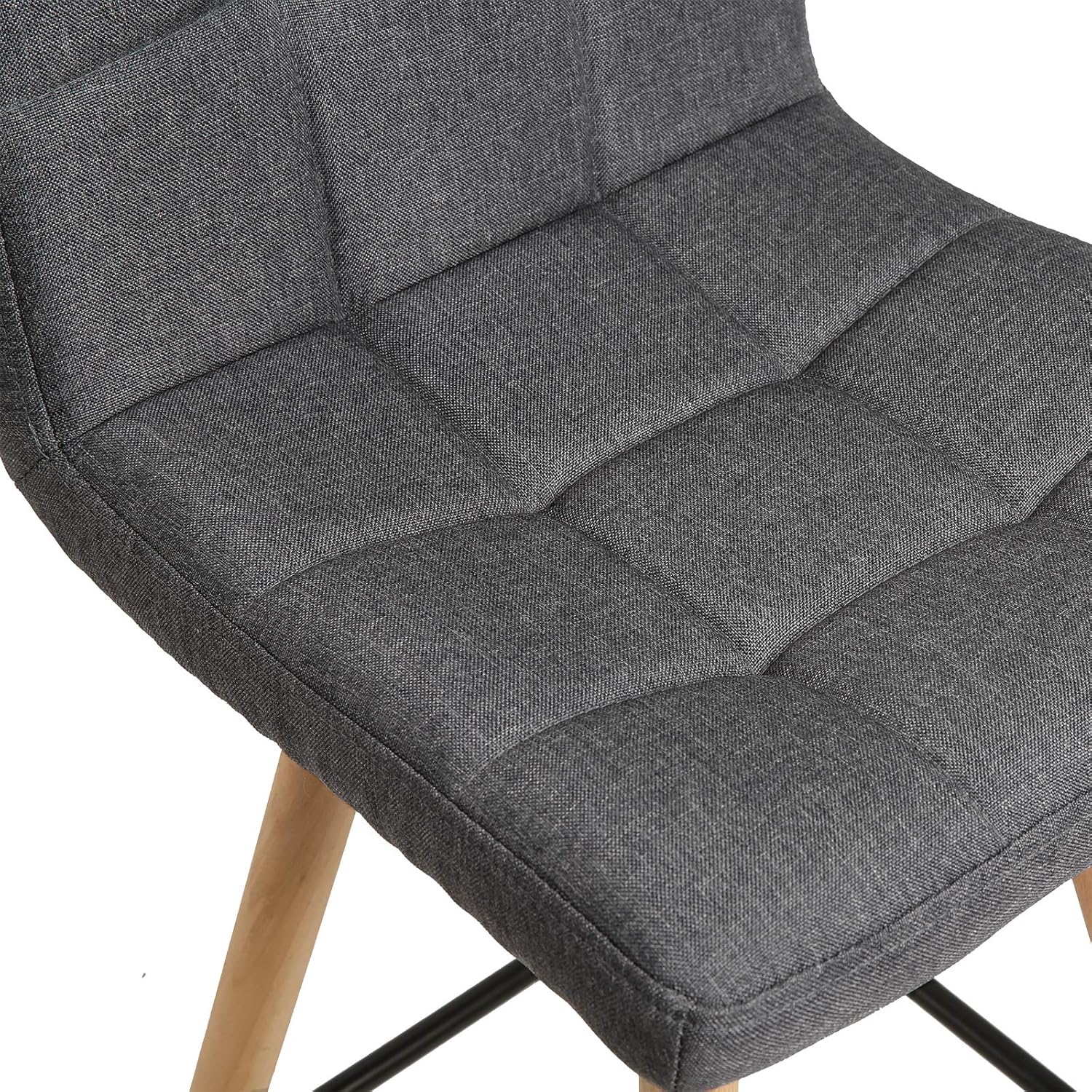 Lot de 2 Tabourets de Bar WOLTU - avec Repose-Pieds - Chaise de bar Design en Bois Massif et Lin - Gris Foncé - 6