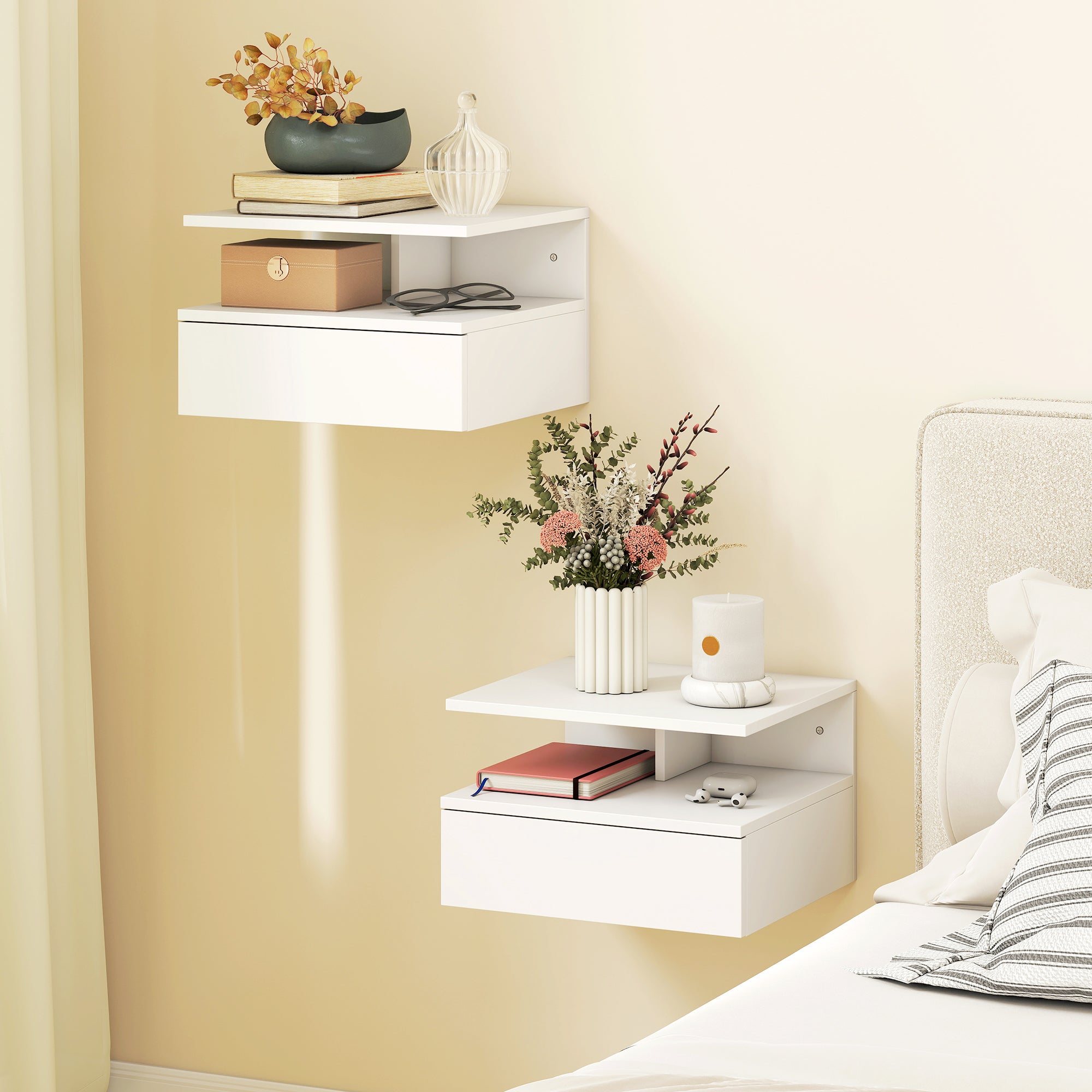 Homcom Mesitas De Noche Melamina De Madera 35X32x22.5 Cm Blanco , Leroy Merlin