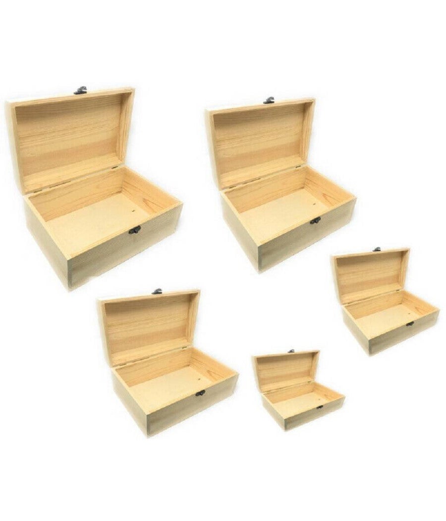 Trade Shop - Set 5 Scatole In Legno Matrioska Baule X Decoupage Scatola Cofanetto Portagioie - - 2