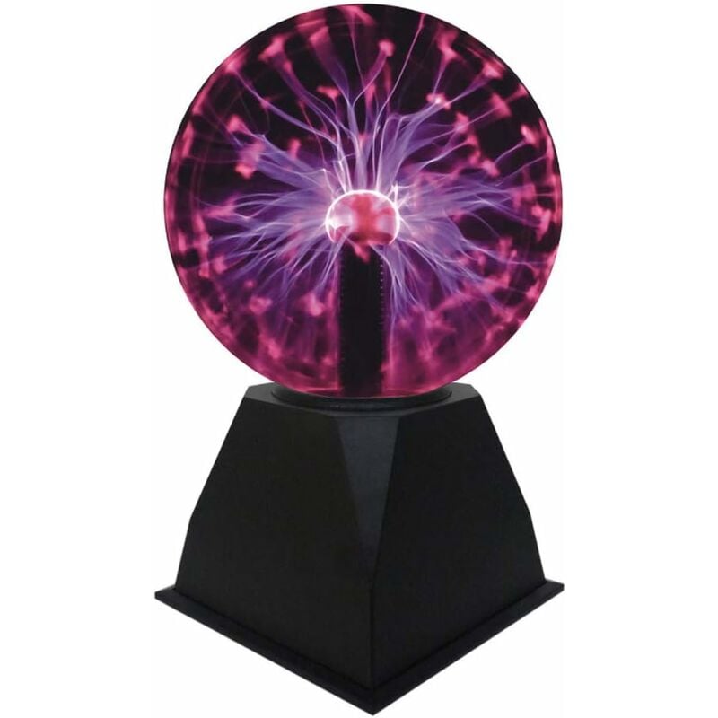 Magiczna lampa plazmowa o przekątnej 5 cali, kula reagująca na dźwięk i dotyk, migające światło (czerwone światło, czarna okrągła podstawa)