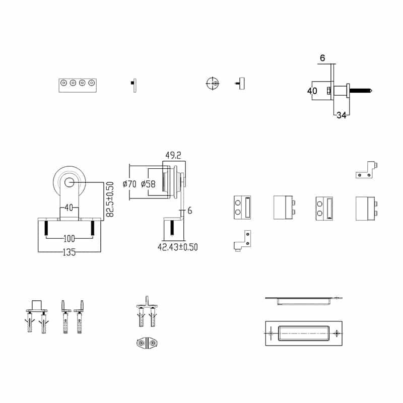 Rail porte coulissante en acier Bario 1 – kit complet 3m - 4