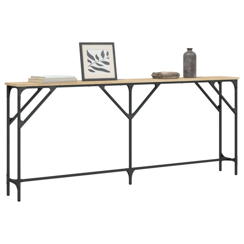 Table console chêne sonoma 180x23x75 cm bois d ingénierie - 3