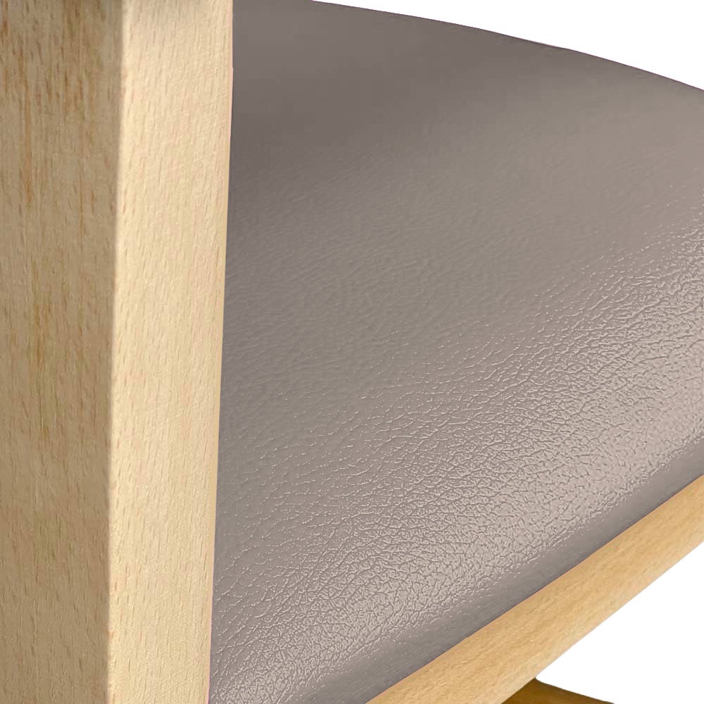 Chaise Haute en Bois Naturel Avec Assise Rembourré En Simili Cuir Gris/Taupe - 4