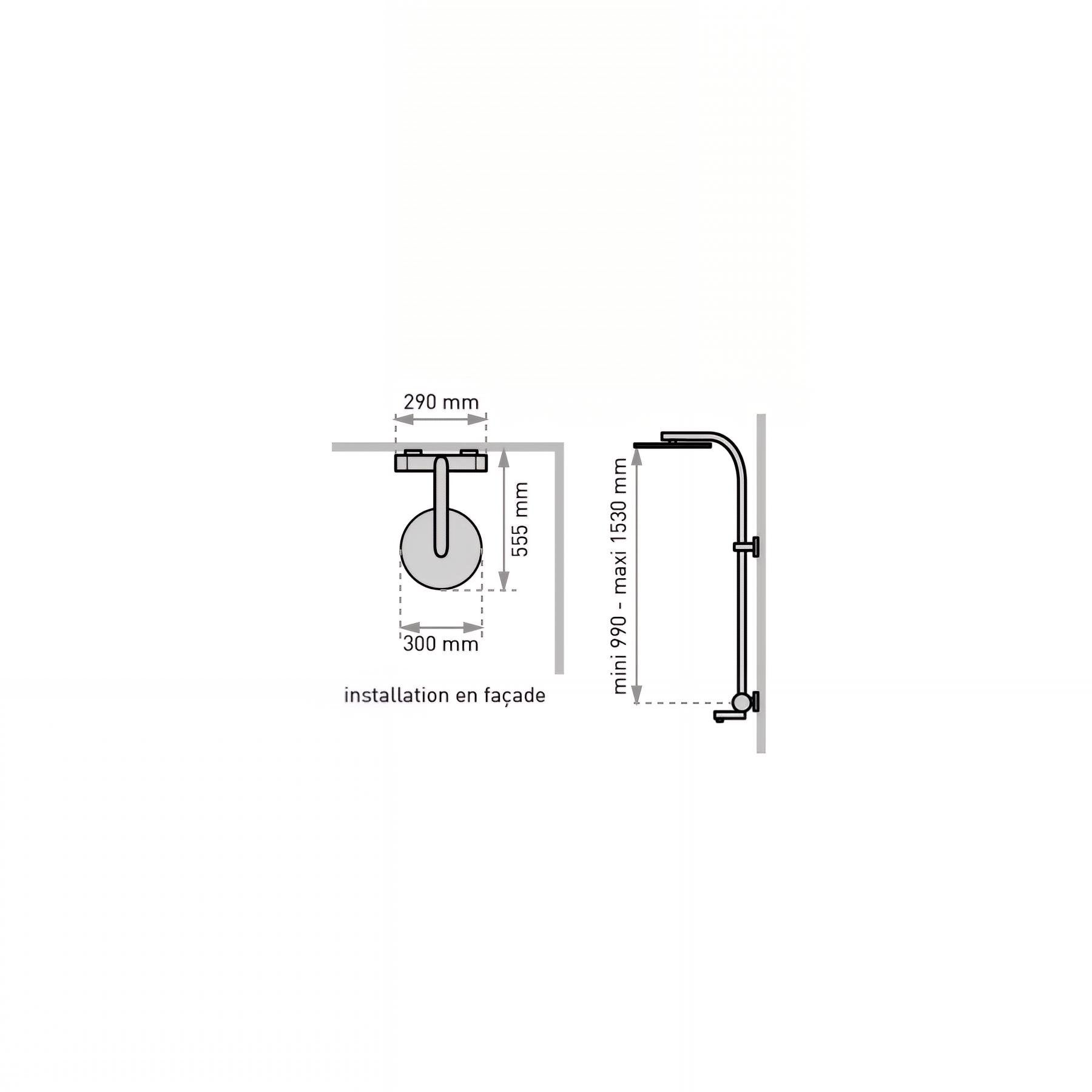 Combiné bain-douche OPIUM 300, robinetterie thermostatique, sans tablette - 2