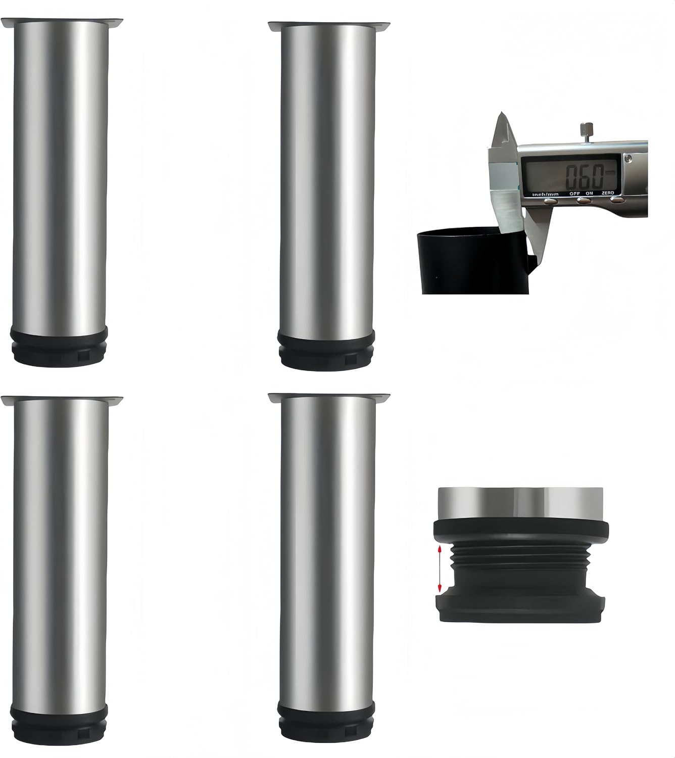 Set Di 4 Piedini Per Mobili Regolabili In Acciaio Inossidabile Altezza Regolabile Da 0 A 15 Mm 16 Viti In Acciaio Inossidabile Argento 8 Cm 98870551 - Foto 6