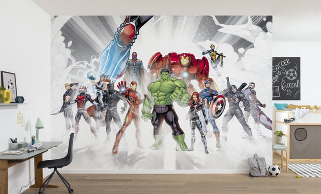Papier peint panoramique sur papier de Komar - Marvel Avengers Unite - Taille: 368 x 254 cm