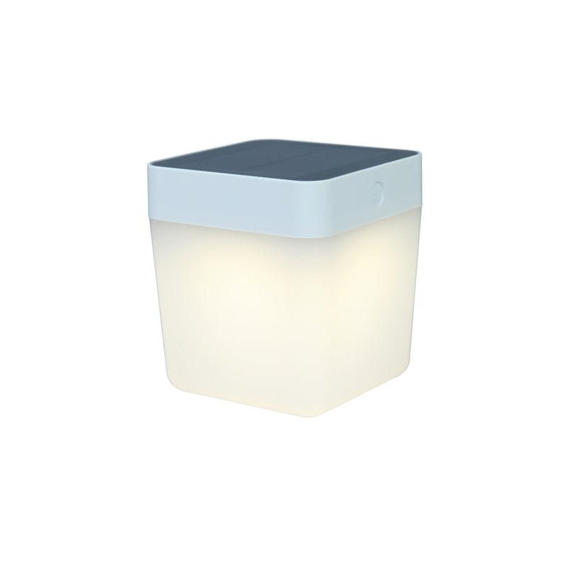 Lampa stołowa solarna LED TABLE CUBE 1W 3000K 100lm tworzywo sztuczne biała wym:13,3x12x12cm IP44 Lutec