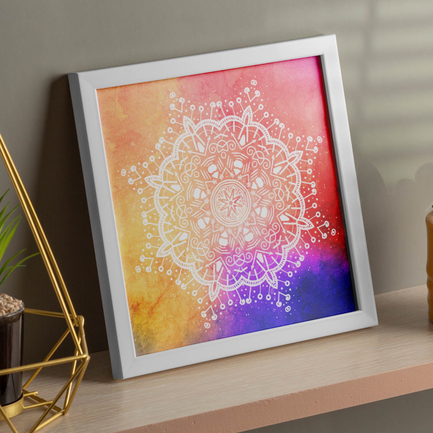 Poster cuadrado con dibujos de mandalas. lamina mandala de la determinacion, ilustrada con mandalas coloridos y complejos. sin marco