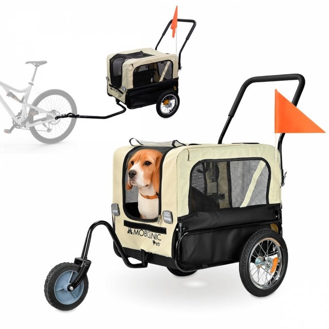 Atrelado para cães e carrinho de transporte Mobiclinic 2x1 Capa impermeável 40Kg 600D Oxford 110x54x94 cm Bark