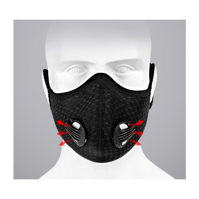 2 masques à charbon actif 5 couches respirants lavables anti-poussière brume pollen cyclisme sport extérieur avec cartouche - 3