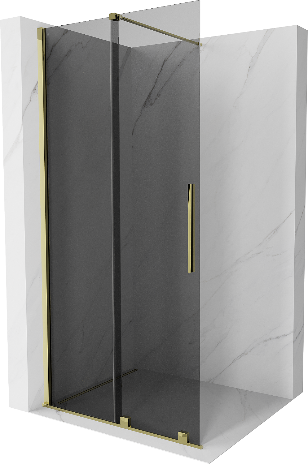 Mexen Velar ścianka prysznicowa rozsuwana Walk-in 90 x 200 cm, grafit 8 mm, złota - 871-090-000-43-50