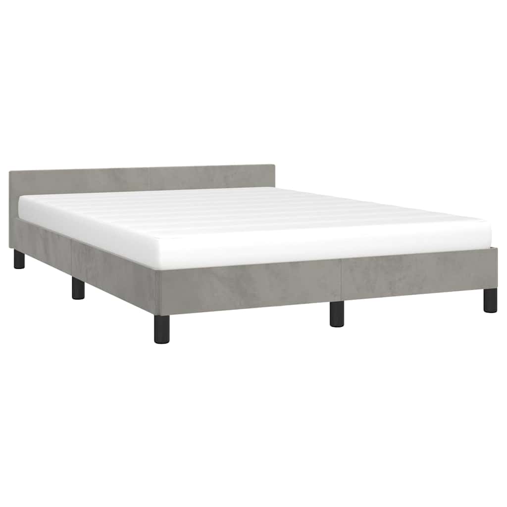 Cadre de lit sans matelas en velours gris clair pour la chambre, 140 × 200 cm - 3