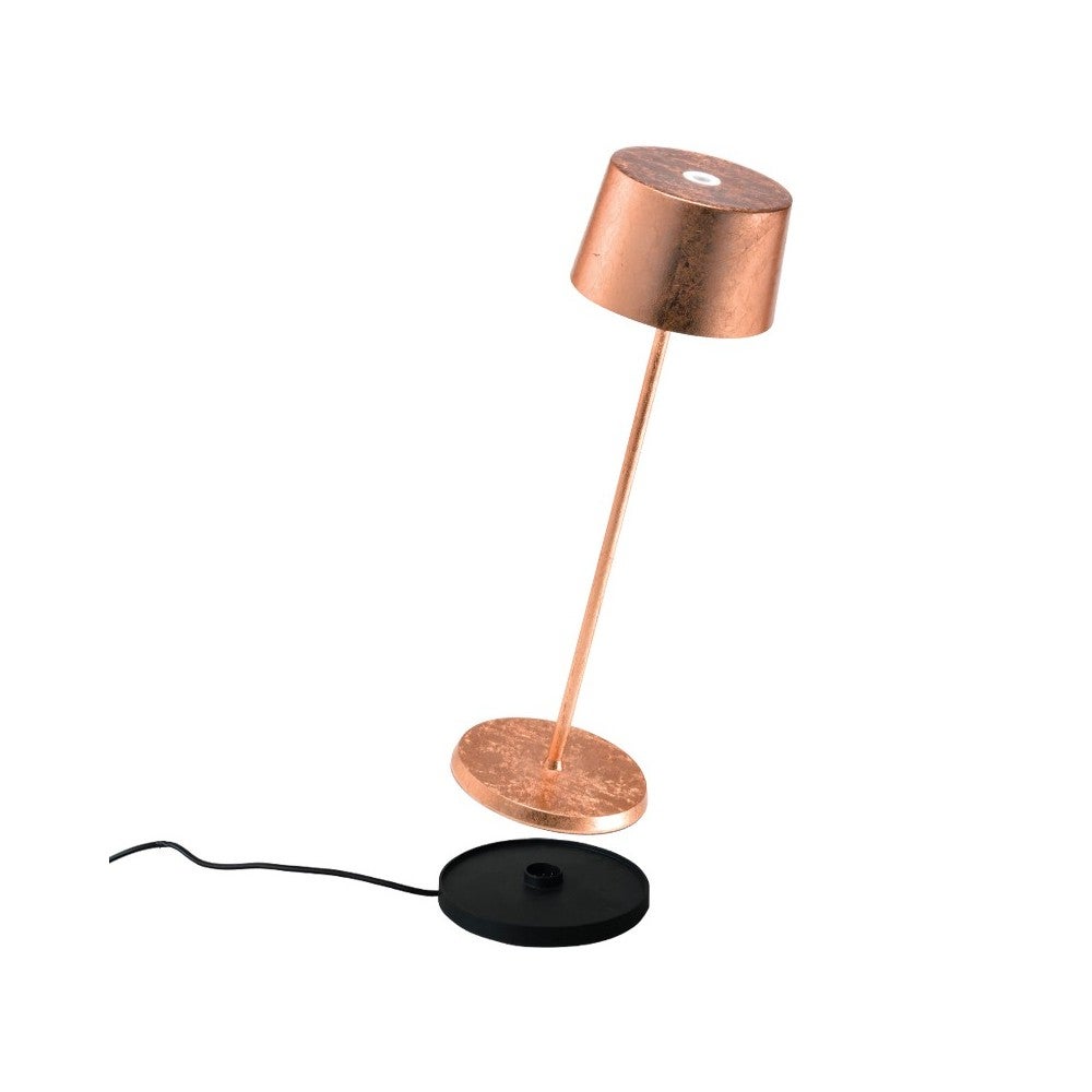 Lampa stołowa LED Olivia Pro Copper Leaf, ładowalna i ściemnialna.